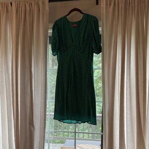 STAUD Green Midi Dress with V-Neck
